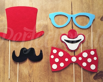 5 Felt Circus Photo-Booth Props | Carnival Photo Props | Wedding Photo-Booth Props | Carnival Photo-Booth | Circus Photo Props