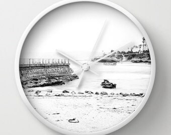 La Jolla Beach Clock Black and White Home Decor, Beach Home Decor, San ...