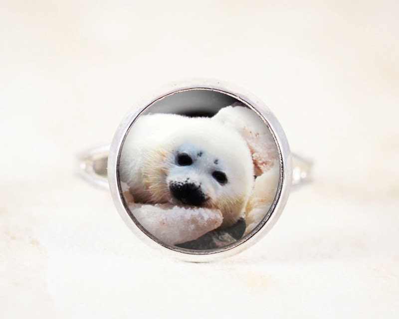 Baby Seal Ring White Seal Jewelry Marine Animal Jewelry