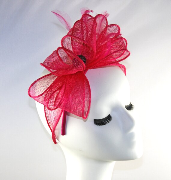 Hot Pink Wedding Fascinator Fuchsia Tea Party by MadameMerrywidow