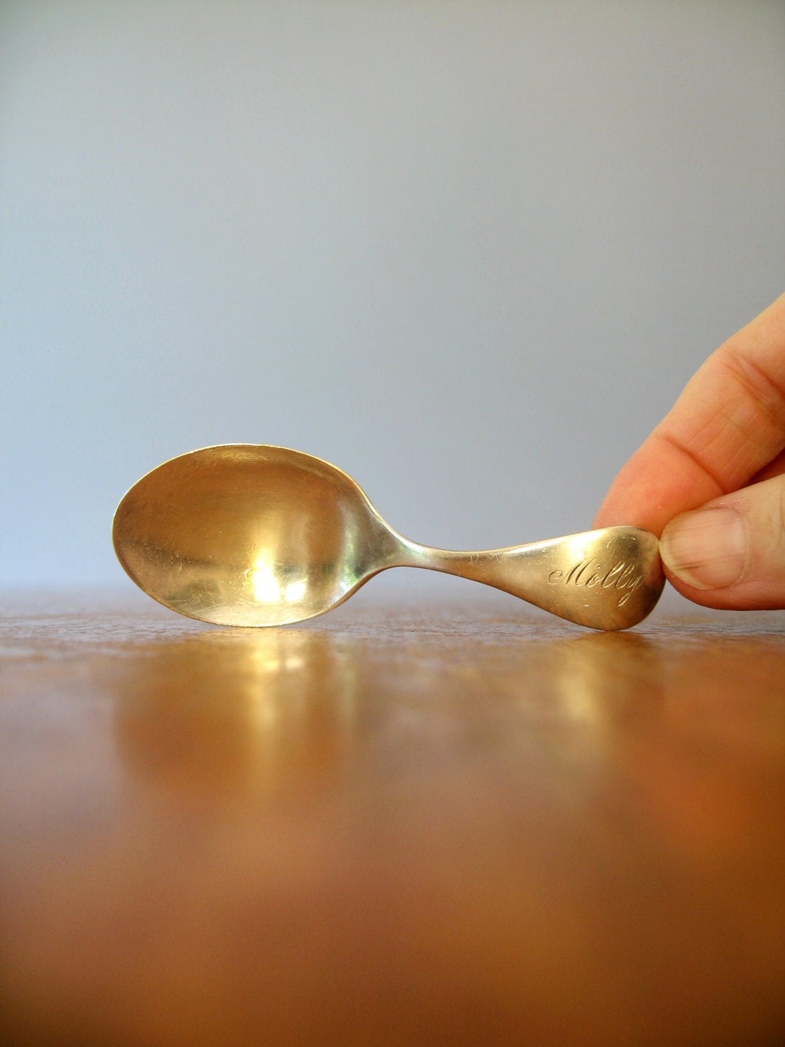 Antique Sterling Silver Baby Spoon Engraved Molly