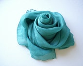 Emerald green scarf, light scarf, long scarf, large green scarf, emerald green, blue green, light synthetic silk scarves, light green scarf