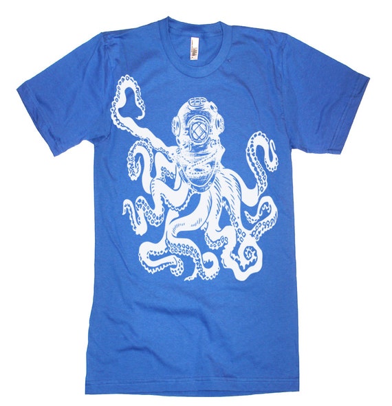 Octopus Deep Sea Diver T-Shirt Mens Tshirts Womens Graphic
