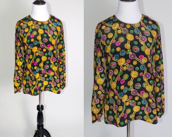 versace inspired 1990s coin pull chain sleeve gold popular items spired shift blouse