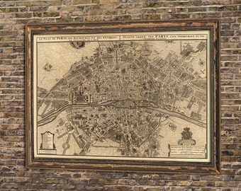 Paris map - Old map print - Vintage map of Paris - Antique map of Paris - City map print - Archival print.