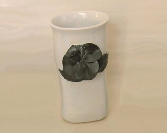 Hand Pinched Porcelain Black Rose Glass, Vase or Cup Bathroom Accessories