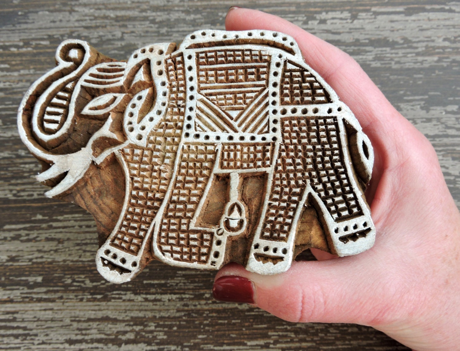 Large Indian Elephant Stamp Hand Carved Wooden Stamp by DelhiDaze