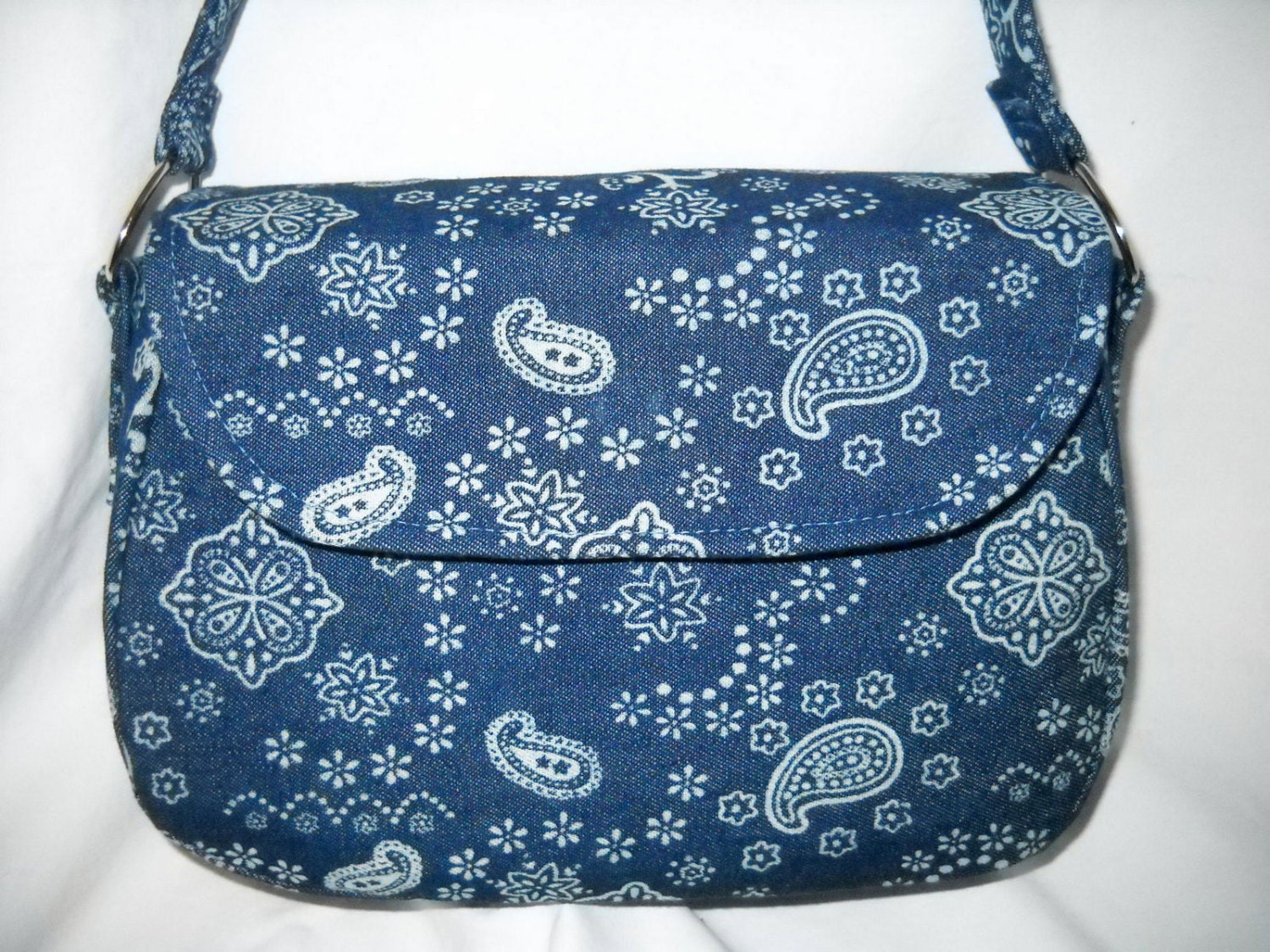 Blue Denim Paisley Pattern Mabel Purse vintage