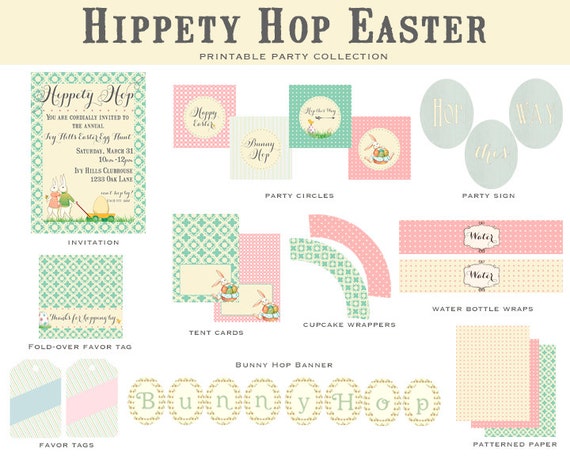 Hippety Hop EASTER Collection, PRINTABLE DIY, Easter Invitation and Party Decorations- As seen on Amy Atlas Events Il_570xn