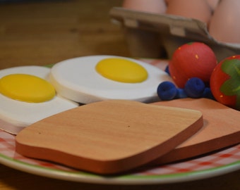 Eggs and Toast For Two Pretend Food Wood Breakfast