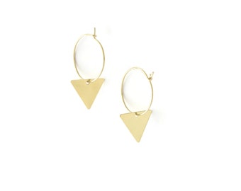 Creole earrings golden triangles gold plated 24k