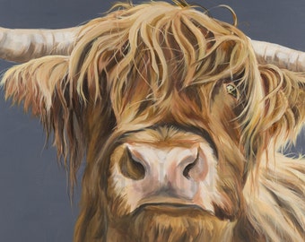 Kirkstone rebel, Highland cow print, stretched on a deep canvas frame, size: A0, 84.1 x 118.9 cm (33.1×46.8”)