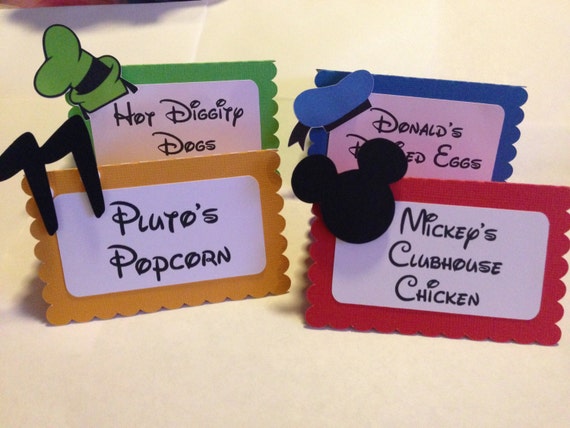 Mickey Mouse Clubhouse place cards, mickey tent cards, Mickey food ...