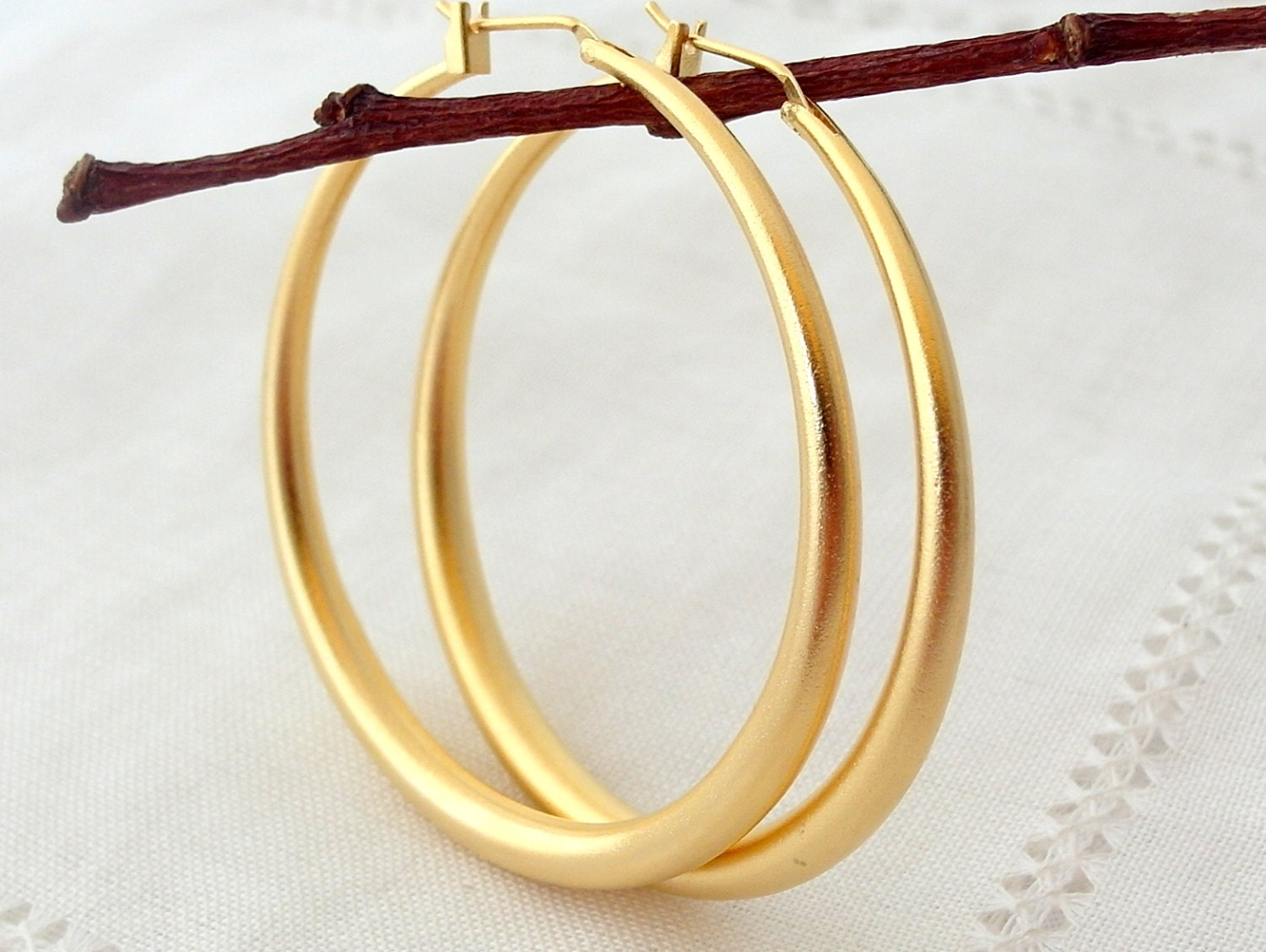 Gold hoop earrings Gold earrings LARGE size gold hoop