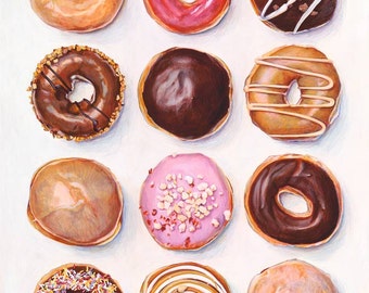 Doughnut dozen. Limited edition giclée print.