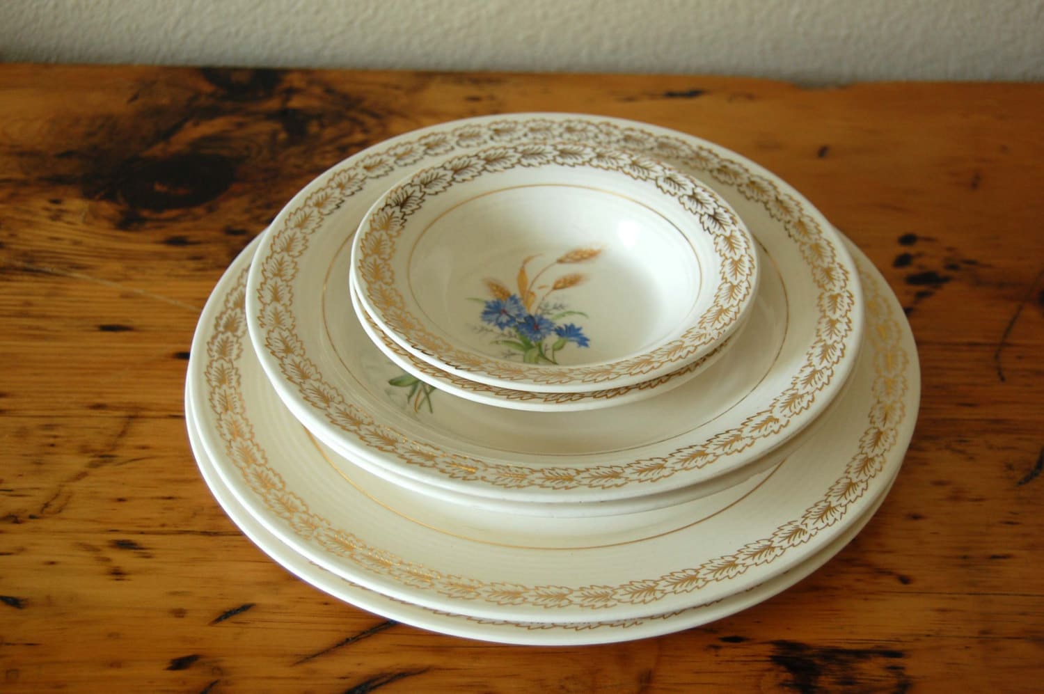 Vintage Service for 2 Limoges Triumph Wheatfield Pattern 22K
