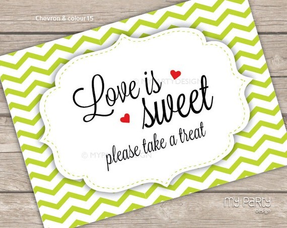 Love is Sweet, Take a Treat - PRINTABLE Sign in Your choice of colour ...
