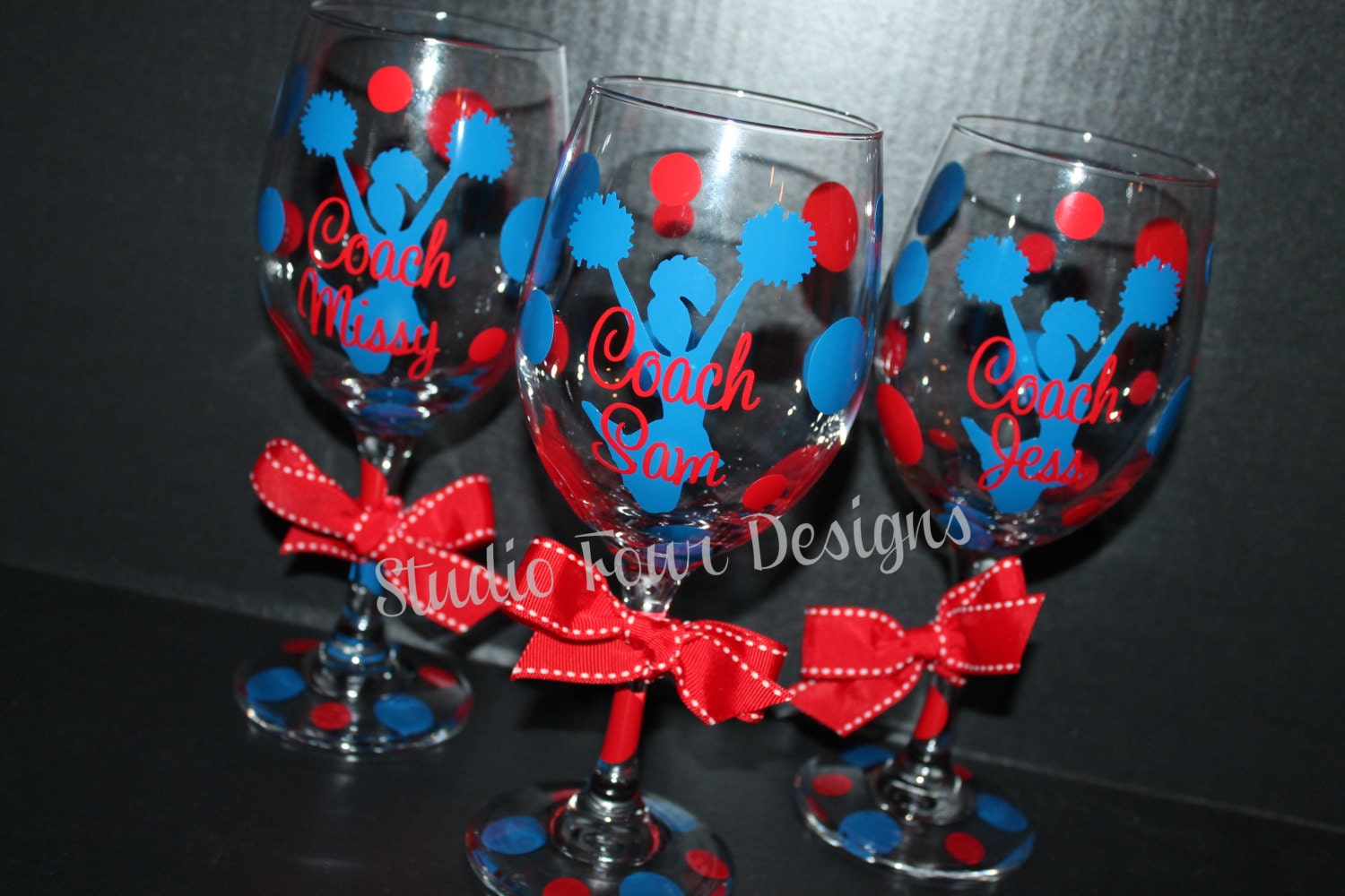 Personalized Cheer Coach Wine Glass Cheer by StudioFourDesigns