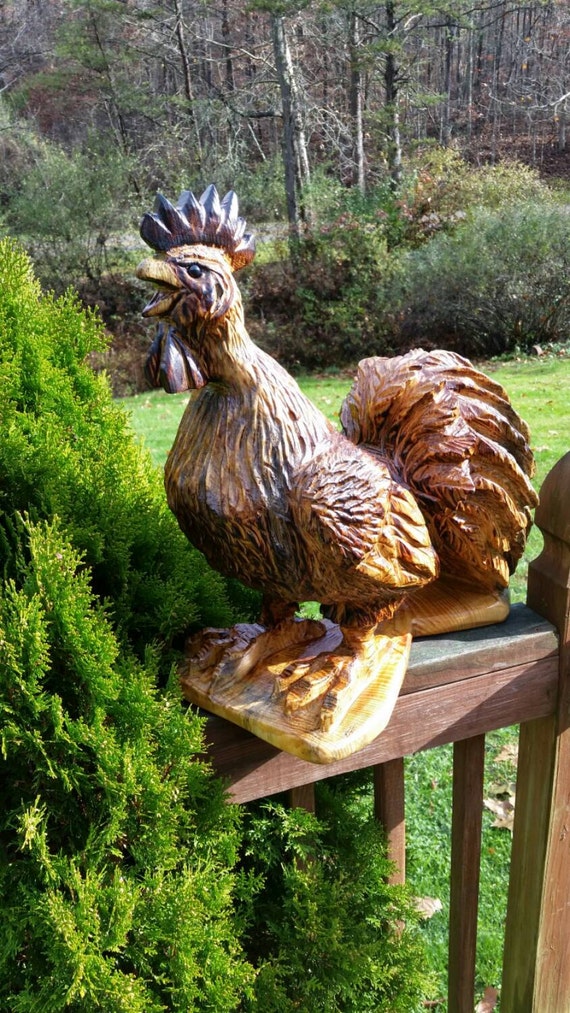 Chainsaw Carving Chainsaw Carved Rooster by GearysCustomCarvings