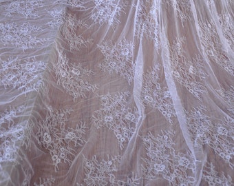 Ivory Chantilly Lace Fabric for Bridal Lace Wedding Gown Caps, Gowns, Lingerie