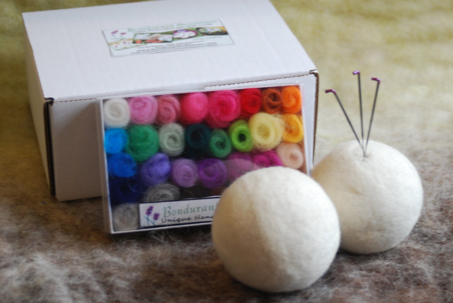 Wool Dryer Balls DIY Felting Kit with Wool Sampler Pack