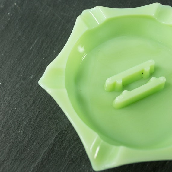 Jadeite Ashtray Hexagon Shape Glass Jadite Ash