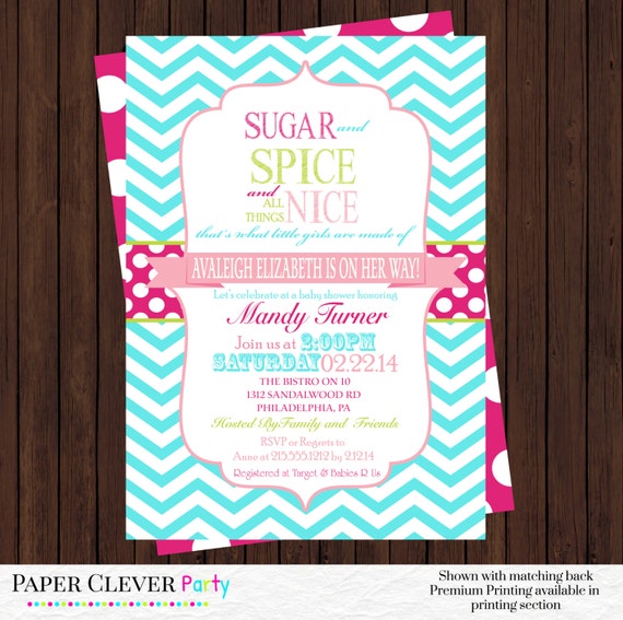 Girls baby shower invitations with aqua blue, hot pink digital file printable shabby chic shower Il_570xn