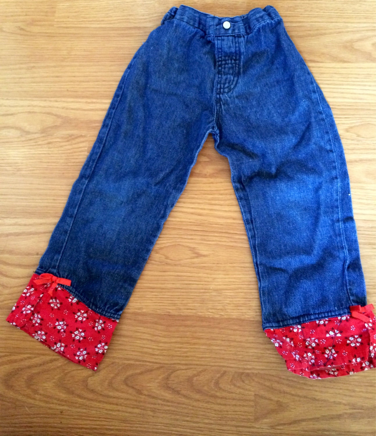 Vintage Bandana Hemmed Bell Bottom High Waist Jeans 4t