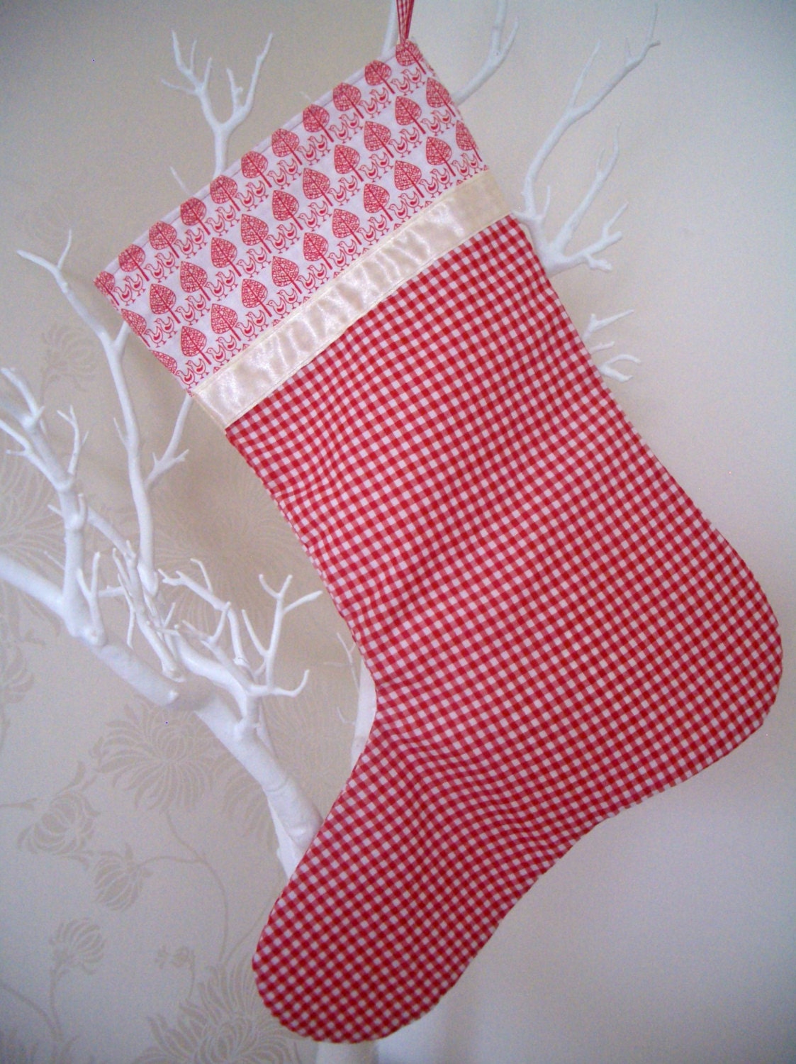 Festive Scandinavian Christmas Stocking - Traditional vintage look stocking for festive home decoration.