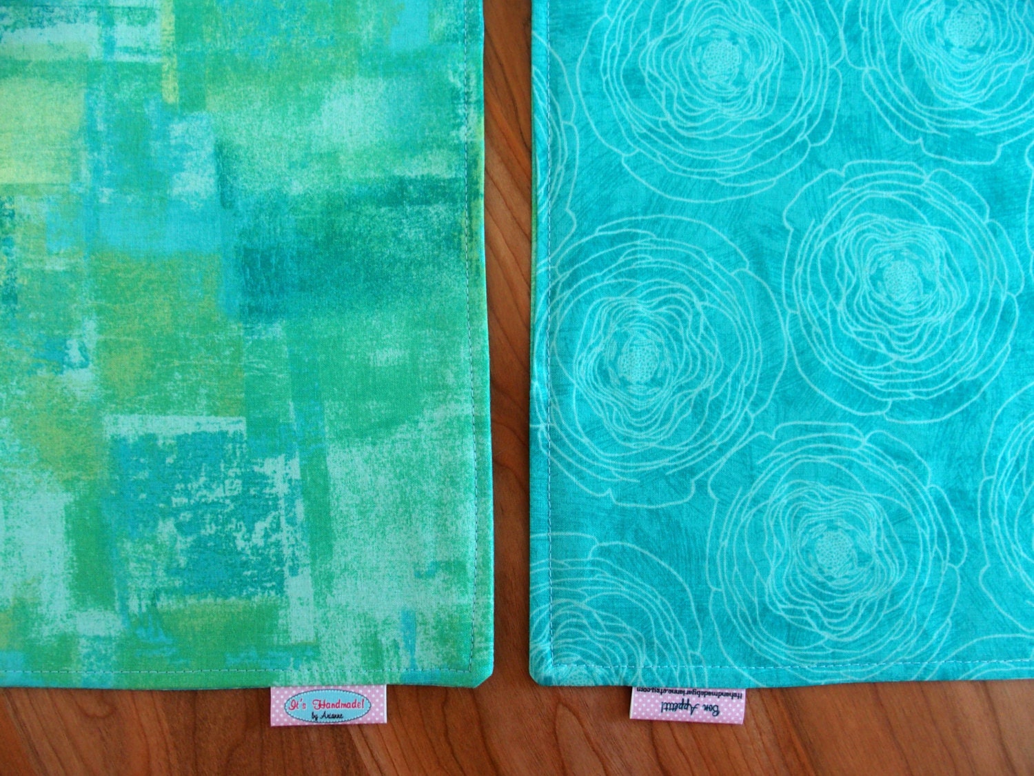 Turquoise Blue Placemats with Impressionist Modern Art and