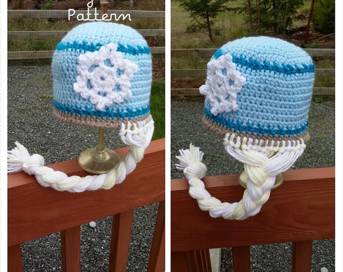 PATTERN: Snowflake Princess Queen pattern Crochet hat -PATTERN 2 Sizes