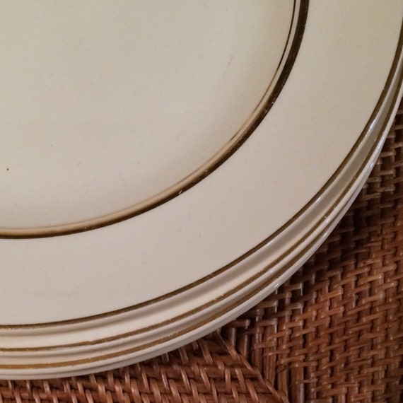 Dinner Plates Beautiful White with Gold Trim by putnamandspeedwell