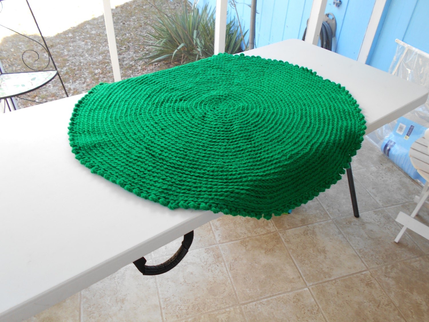 Kelly Green Handmade House Area Rug