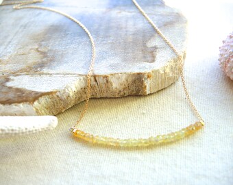 Natural Yellow Sapphire Necklace, Sapphire Stone Necklace, 14K Gold Filled Chain Necklace, September Birthstone, Jewelry Gifts For Her
