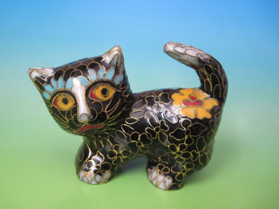 cloisonne cat ornament