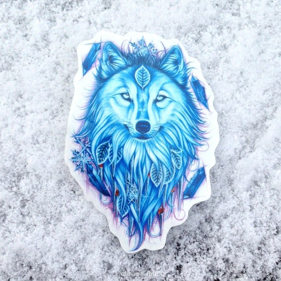 Wolf Temporary Tattoo Wolf Tattoo Winter Wolf by OctaviaTattoo