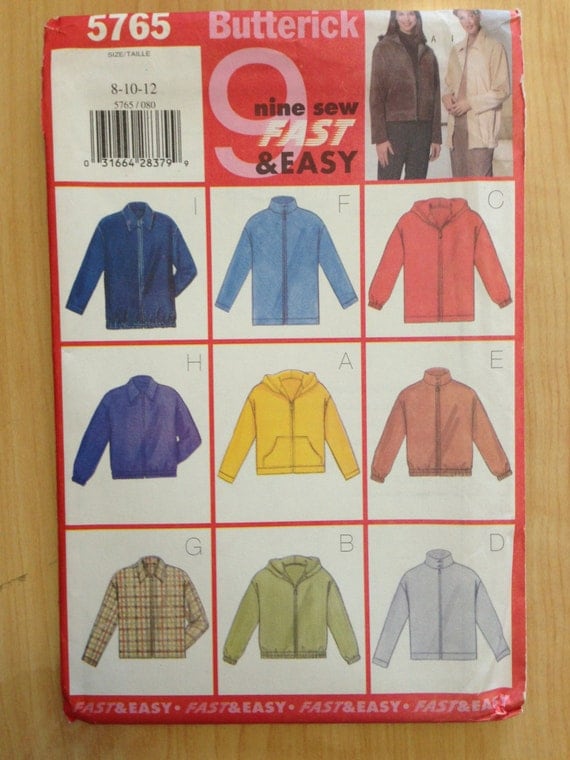 Butterick 90s Sewing Pattern 5765 Misses and Misses Petite Jacket Size 8-12