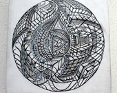 Original B&W sphere Neil Gibson painting