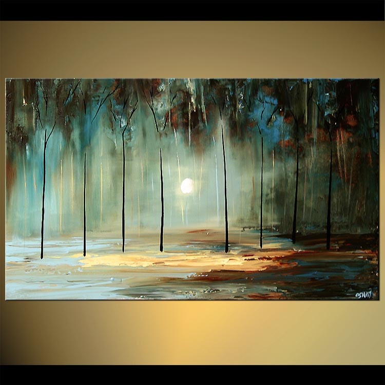 Modern Landscape Abstract Original Acrylic Painting by Osnat