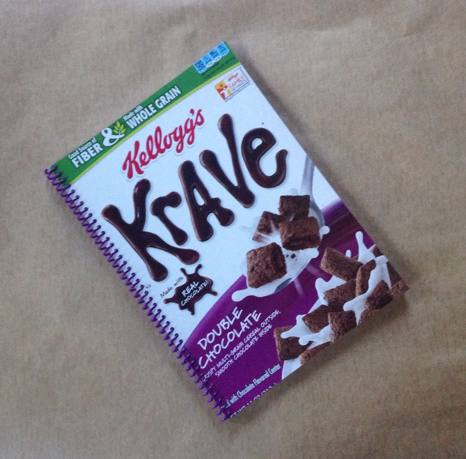 KRAVE DOUBLE CHOCOLATE cereal box spiral bound notebook