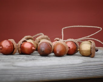 Real acorn ornament, Gold, Copper or natural color, set of 12 ornaments, Christmas Ornament, Christmas Decoration Wedding