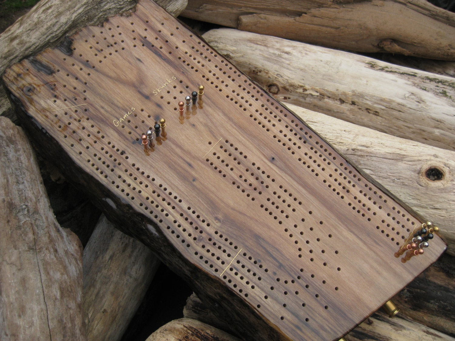 4 Player Driftwood Cribbage Board