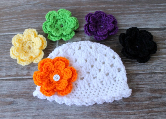 Interchangeable Flower Beanie Crochet Baby Hat by ...