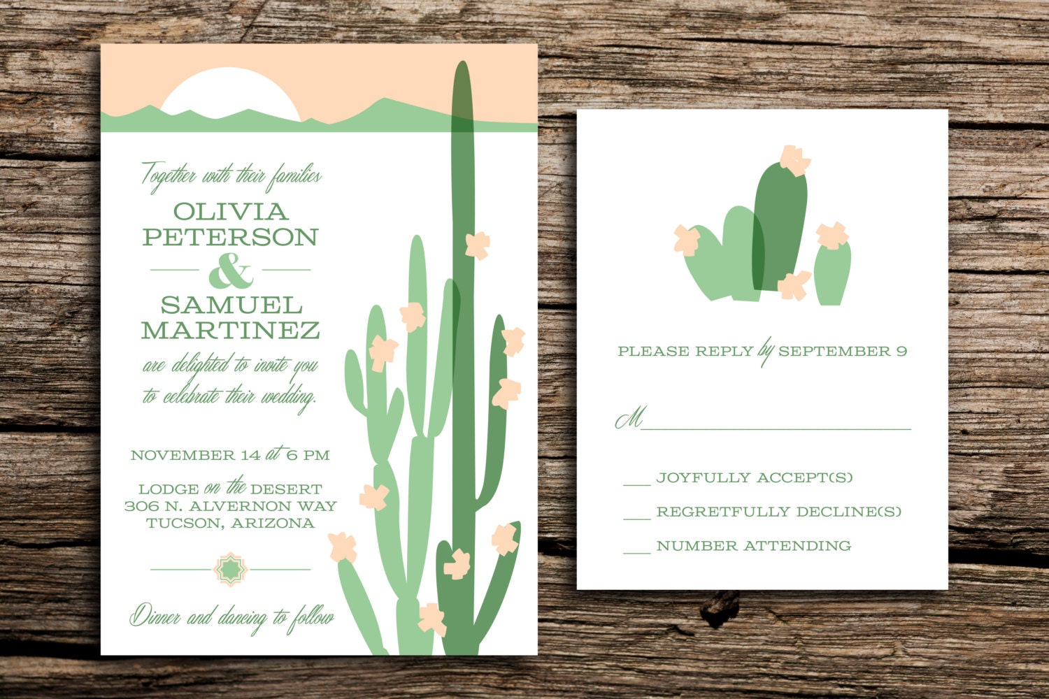 Modern Desert Wedding Invitation and RSVP Set // by factorymade