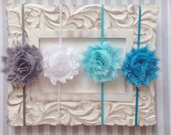 Four Baby Girls Headband Set-Girls Headbands-Rosette Headband Set-Shabby Chic Rosette Headband-Photo Prop-Baby Shower Gift-valentines baby