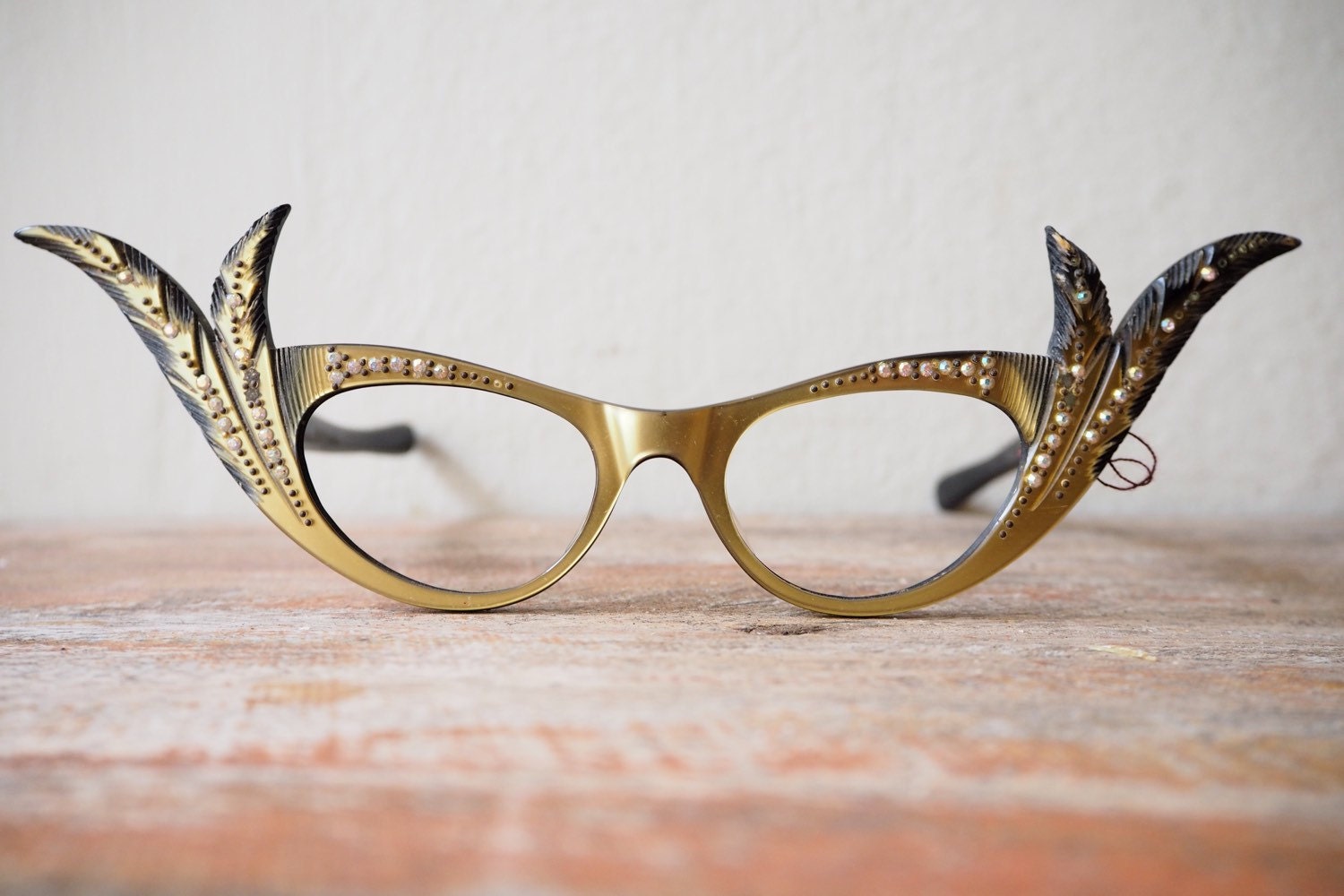 Vintage Cat Eye Eyeglasses Rare And Unique Shape Rhinestone