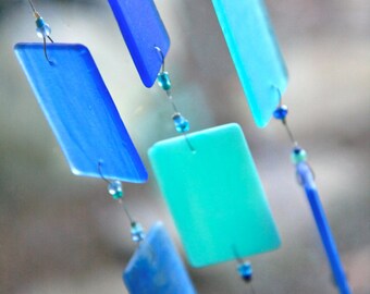 Glass Wind Chime, Recycled,Glass, Wine Bottle, WindChime, Wedding, Mobile, Beach Glass, Upcycled