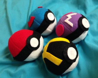 AVAILABLE - SET of 4 - Original Pokeball Pokemon Plush Toy Set