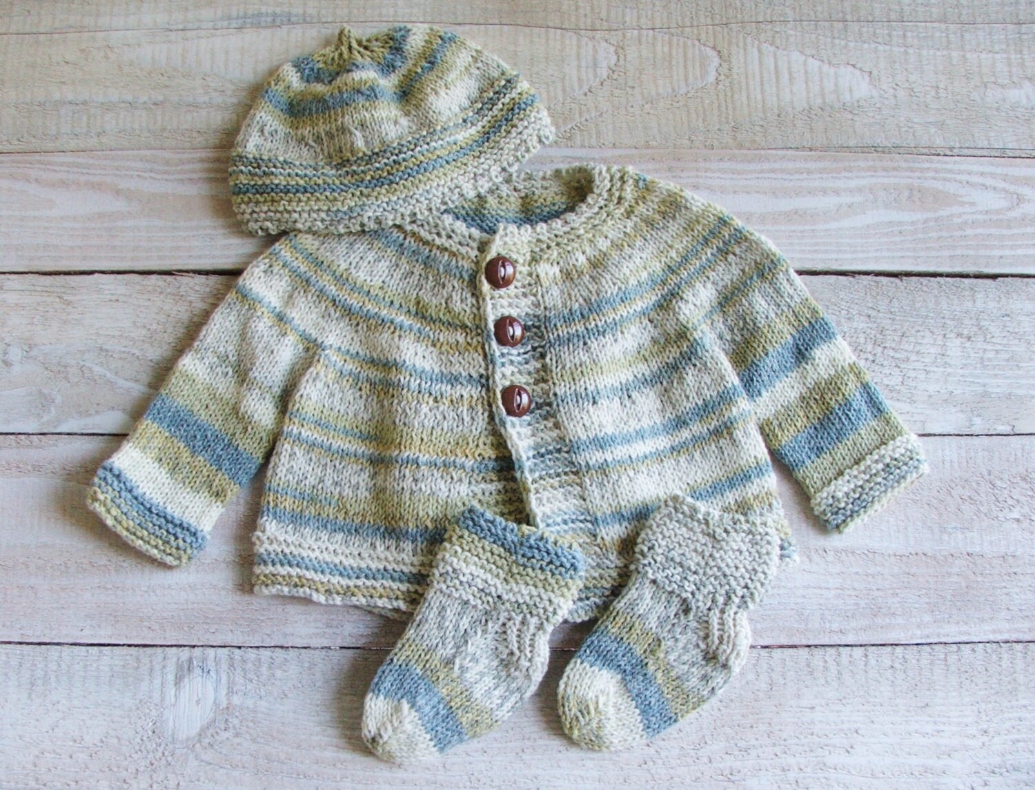 Hand Knitted Baby Sweater Set Boys Clothing Layette Set 9