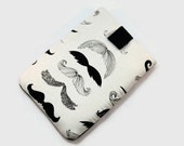 Hand Crafted Tablet Case from Mustache Fabric / Case for iPad, iPad Mini, Kindle Fire HD, Samsung Galaxy HD, Google Nexus, Nook HD